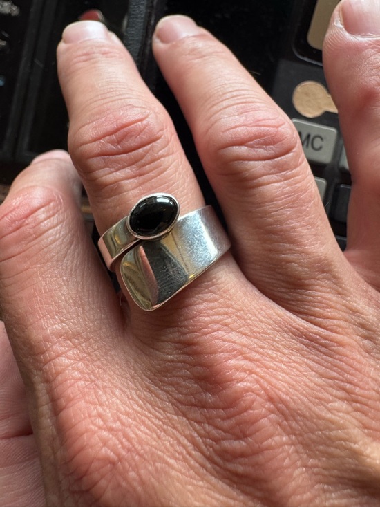 Silpada Jewelry - Silpada Sterling Silver Wide Band Ring with Black Stone